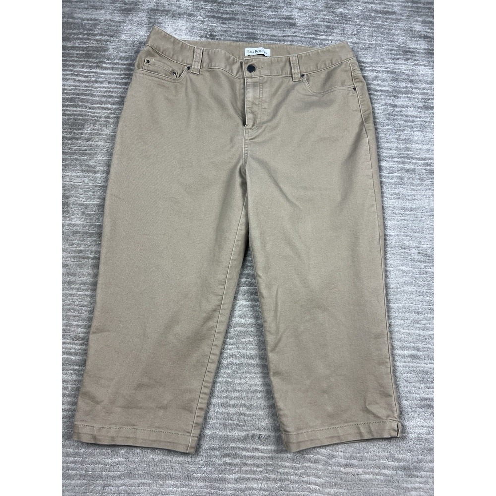 Kim Rogers Pants Womens 10 Beige Capri Cotton Blend